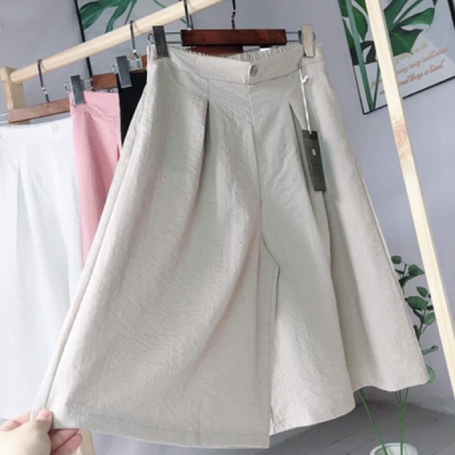 Quần Ống Rộng Giả Váy- chất đũi siêu xinh-ống rộng xếp ly, cạp khóa lưng chun