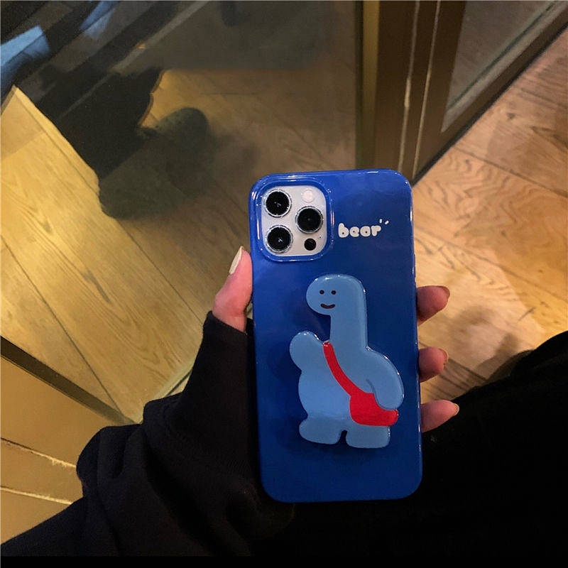 Korean Ins Cute Dinosaur Bracket 13 Apple 12Promax Phone Case for Iphone11 Couple X Soft 14 Bd1V
