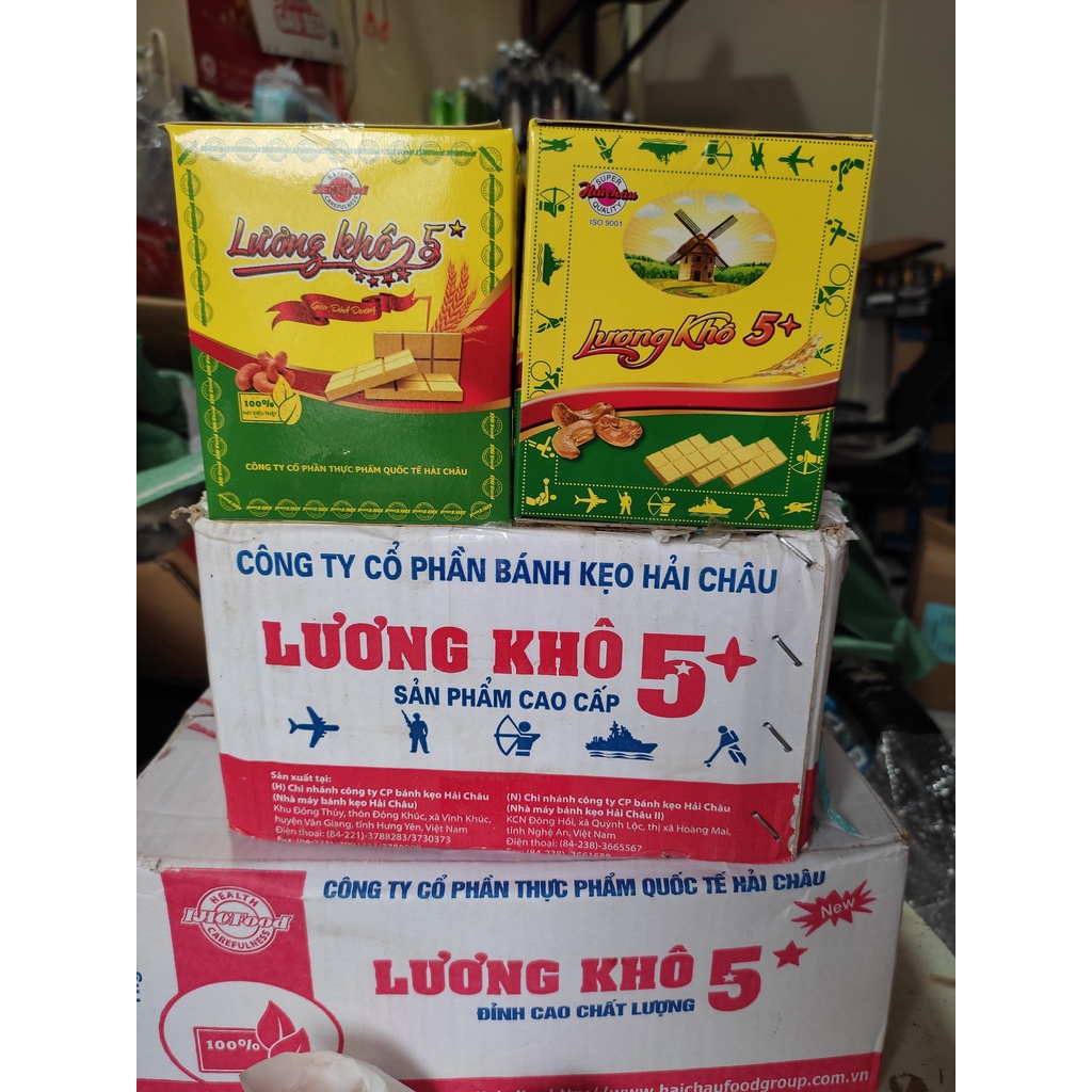 Hộp 10 thanh lương khô quốc tế Hải Châu 5 sao/ 5 cộng 700g/ Lương khô hạt dinh dưỡng Hữu Nghị 800g