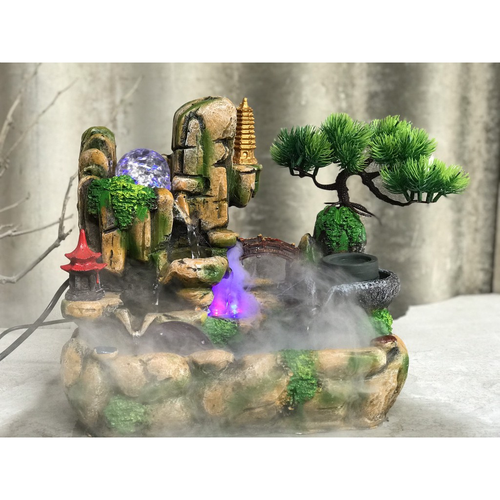 Hòn non bộ tiểu cảnh, bể nuôi cá có máy bơm nước, quả cầu thủy tinh | BigBuy360 - bigbuy360.vn