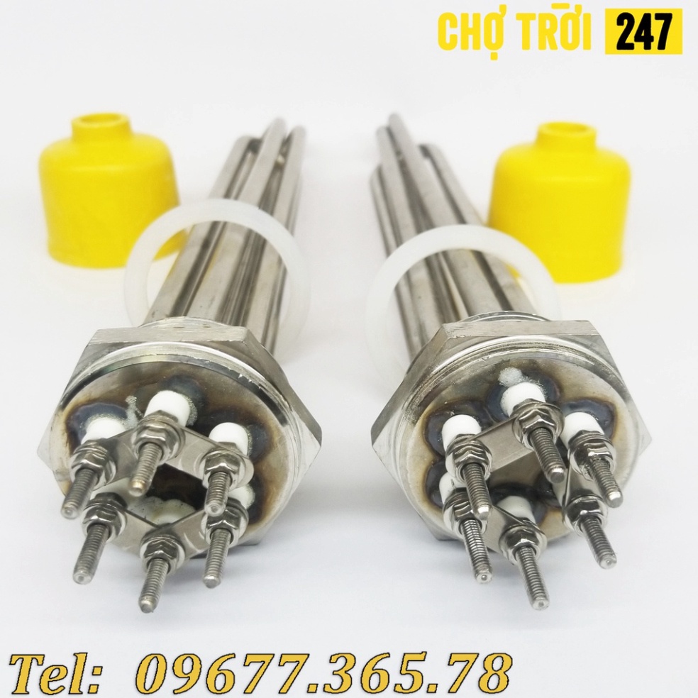Điện trở củ ren, thanh nhiệt phi 48 sợi đốt Inox 304, chiều dài 25cm công suát 4Kw/ 6Kw dùng cho lò hơi và đun nước sôi