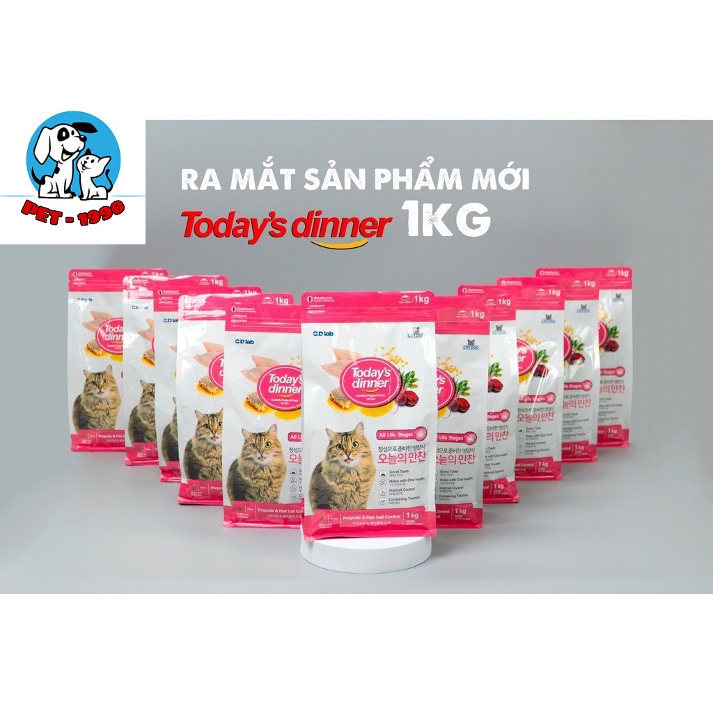 Thức Ăn Hạt Today's Dinner Hàn Quốc Dinh Dưỡng Cho Mèo Mọi Lứa Tuổi ( Túi 1kg )