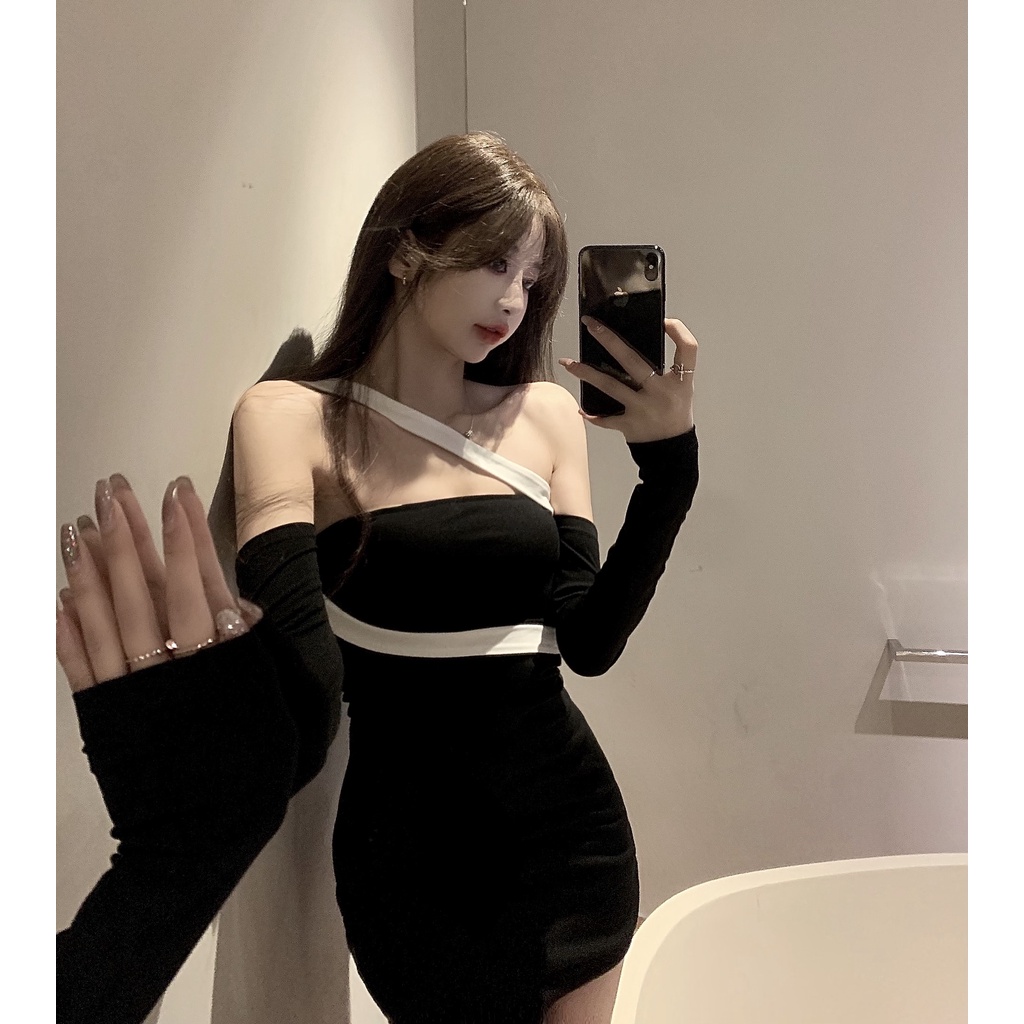 DUNEA Đầm Trễ Vai Có Tay Áo Có Thể Tháo Rời Mới Dành Cho Nữ