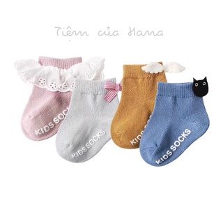 Set 3 vớ sơ sinh⚡️kiểu Hàn, chất đẹp⚡️Mumudora cho bé trai, bé gái