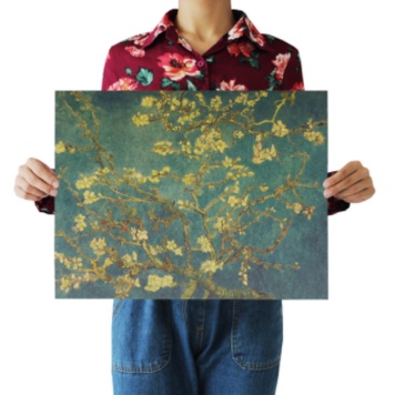 Tranh giấy Kraft treo tường trang trí quán cà phê phong cách Van Gogh