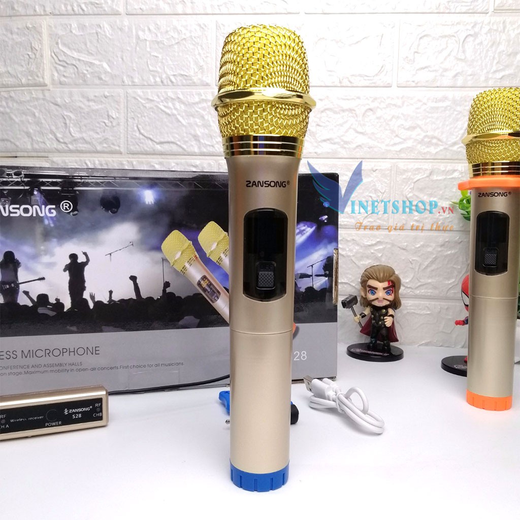 Bộ 2 micro không dây ZANSONG sóng UHF Wireless dành cho Amly , loa kéo loa karaoke bluetooth ... - BH 3 tháng -dc3534