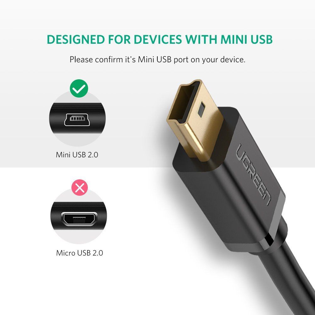 Cáp Mini USB 2.0 Cao Cấp Ugreen 10386 Dài 3 mét - Hàng chính Hãng