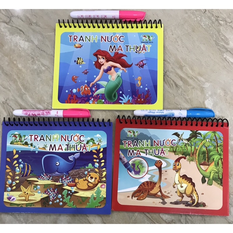 Tranh tô màu nước ma thuật, sách tập tô bằng nước thần kỳ, magic water book cho bé , Hàng Thanh Nga loại 1