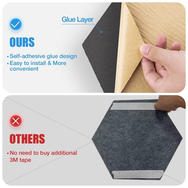 Miếng Dán Xốp Cách Âm Hình Lục Giác 3D Kích Thước 30x26x0.9cm Chất Lượng Cao