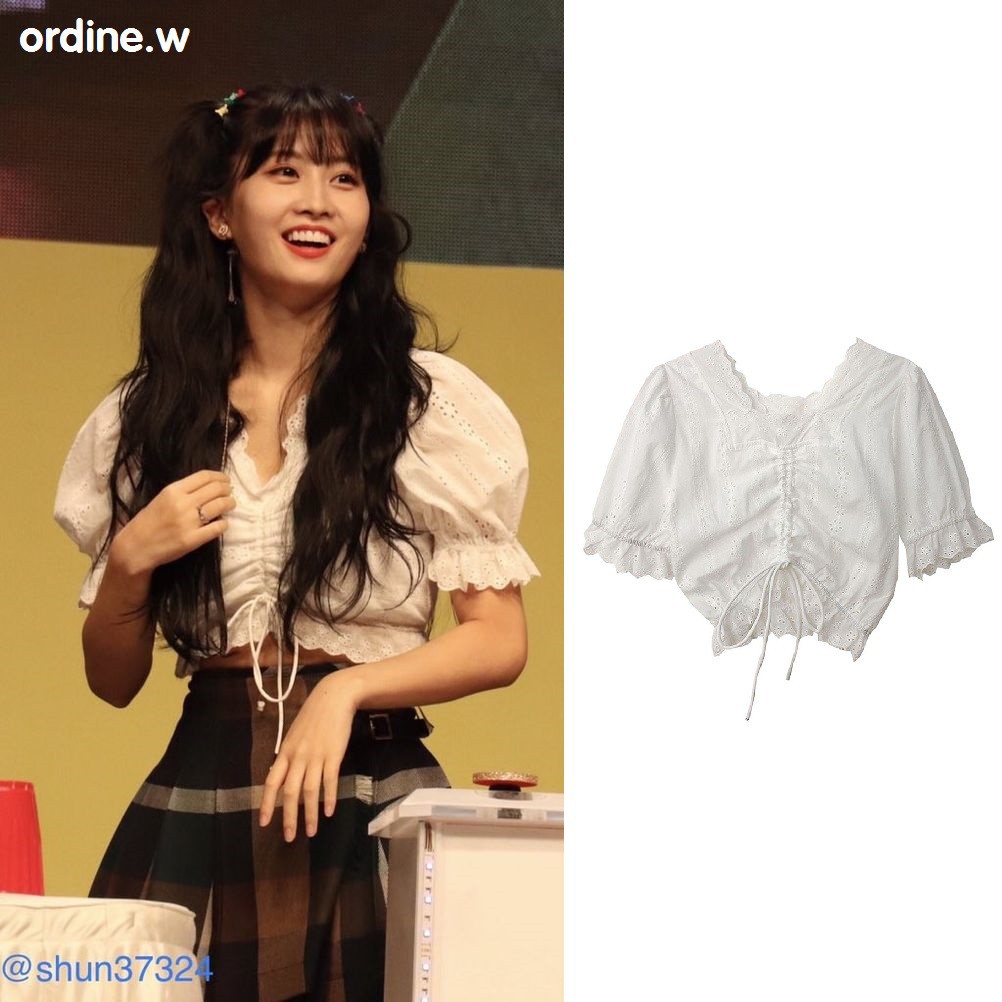 ORDER_áo croptop cổ vuông diêm dúa TWICE Momo