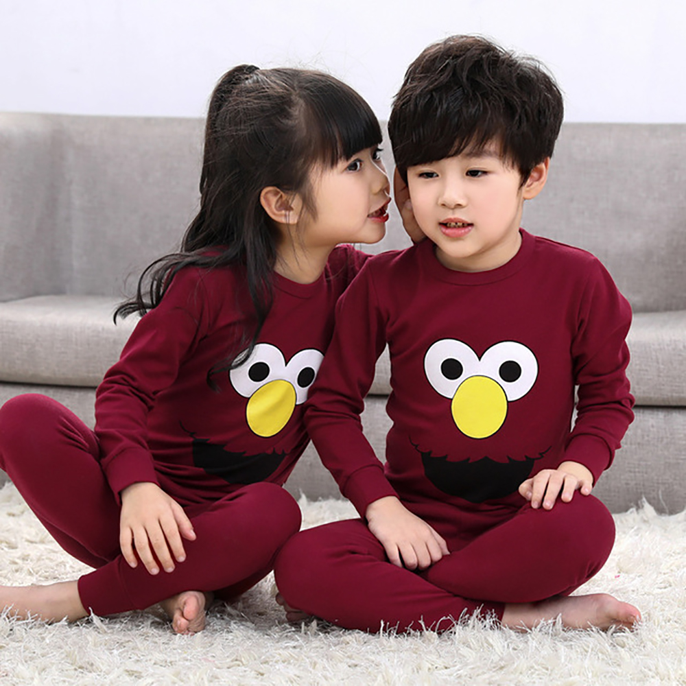 Cartoon Sleepwear Kids Boys Girls Long Sleeve Tops+Trouser 2PCS Pajama Set