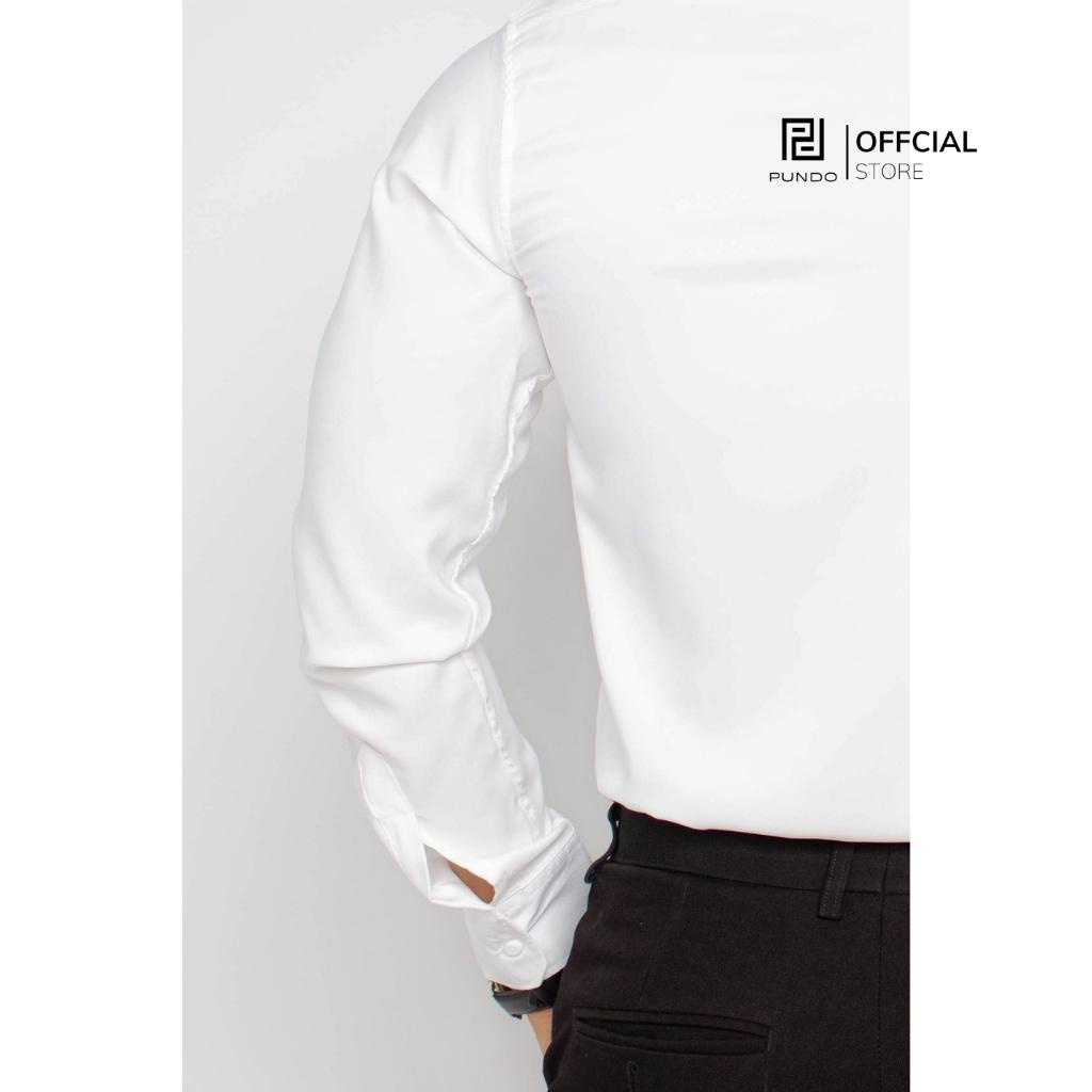 Áo sơ mi nam dài tay cổ trụ , chất cotton lụa mịn , thấm hút mồ hôi PUNDO ASMPD04