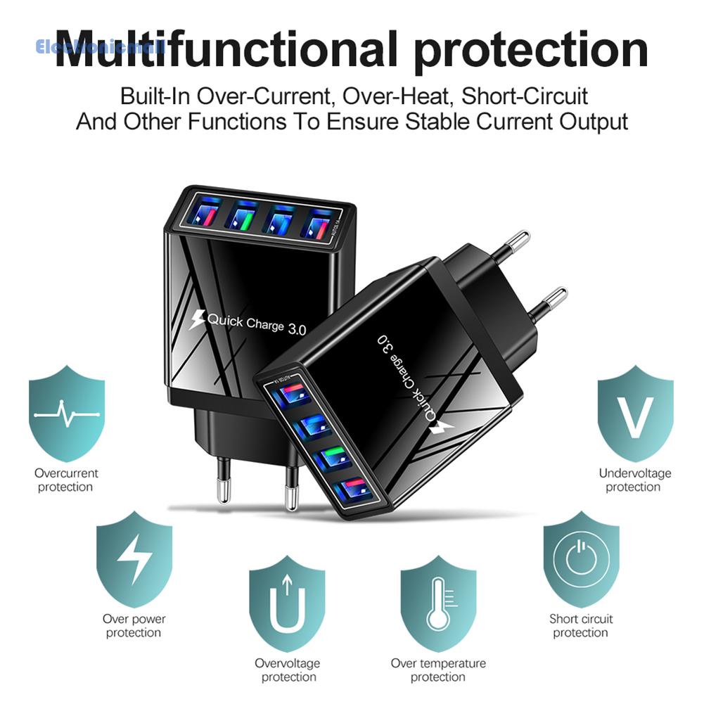 Củ Sạc Nhanh Qc Eu 4 Cổng Usb 5v 3a Cho Điện Thoại