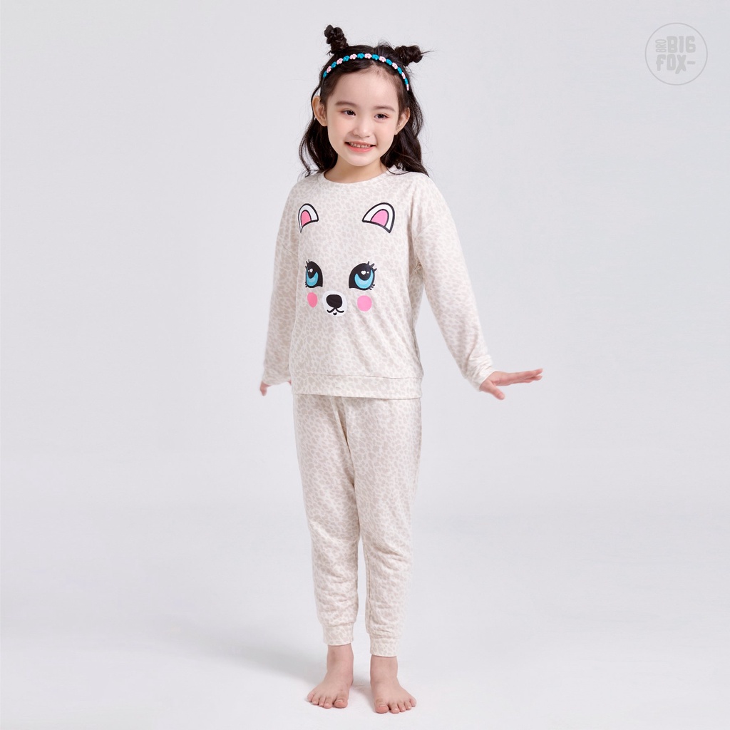 Bộ bé gái BIGFOX - MISS MEOW thu đông  size đại, bộ dài tay cho bé kem đốm in Mèo phong cách Hàn Quốc 10 - 38 kg