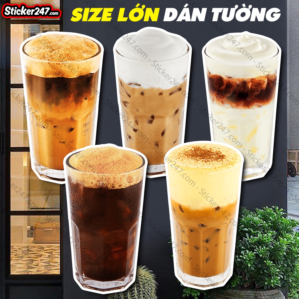 Decal Trang Trí Quán Cafe - Decor Quán Cà Phê 𝑭𝒓𝒆𝒆𝒔𝒉𝒊𝒑 Hình Thật Bắt Mắt - Decal Dán Tường, Kính, Tủ Quầy