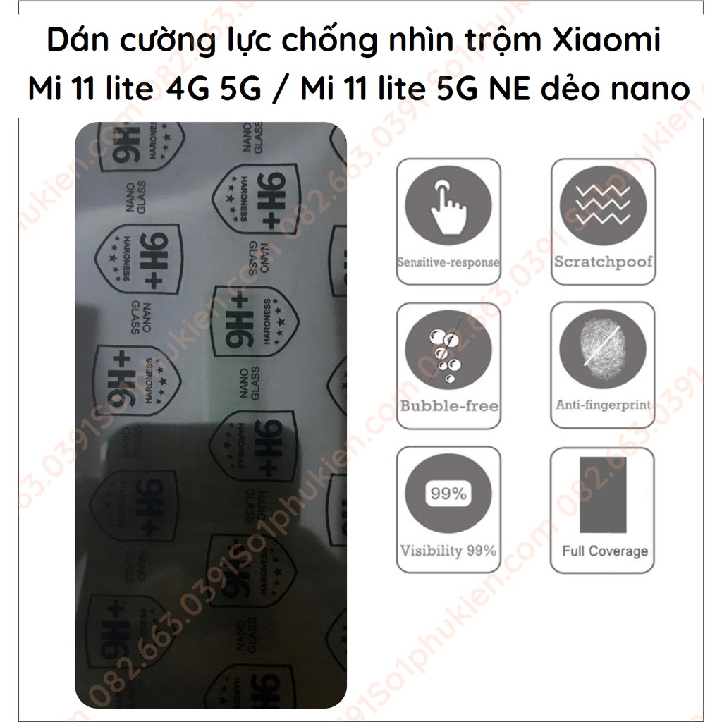 Dán cường lực chống nhìn trộm cho Xiaomi Mi 11 Lite 4G / Mi 11 Lite 5G / Mi 11 lite 5g NE dẻo nano