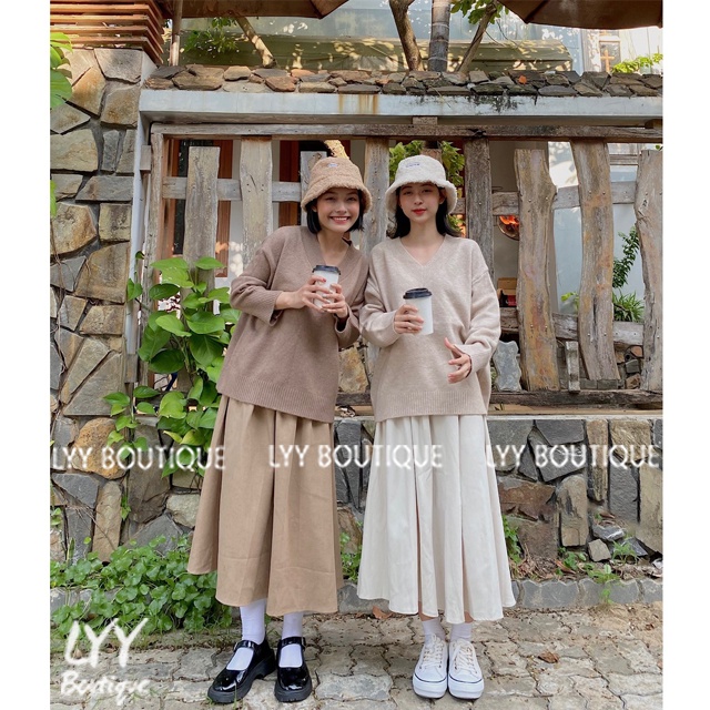Chân Váy Xếp Ly Chất Nhung Tăm Dáng Váy Xòe Chữ A bo chun form dài hàng Quảng Châu LYY BOUTIQUE | BigBuy360 - bigbuy360.vn