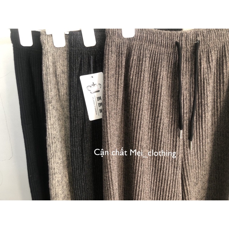 [Ảnh thật/hàng QC] Quần nhung tăm ống rộng Quảng Châu dày dặn, chun bụng dễ mặc