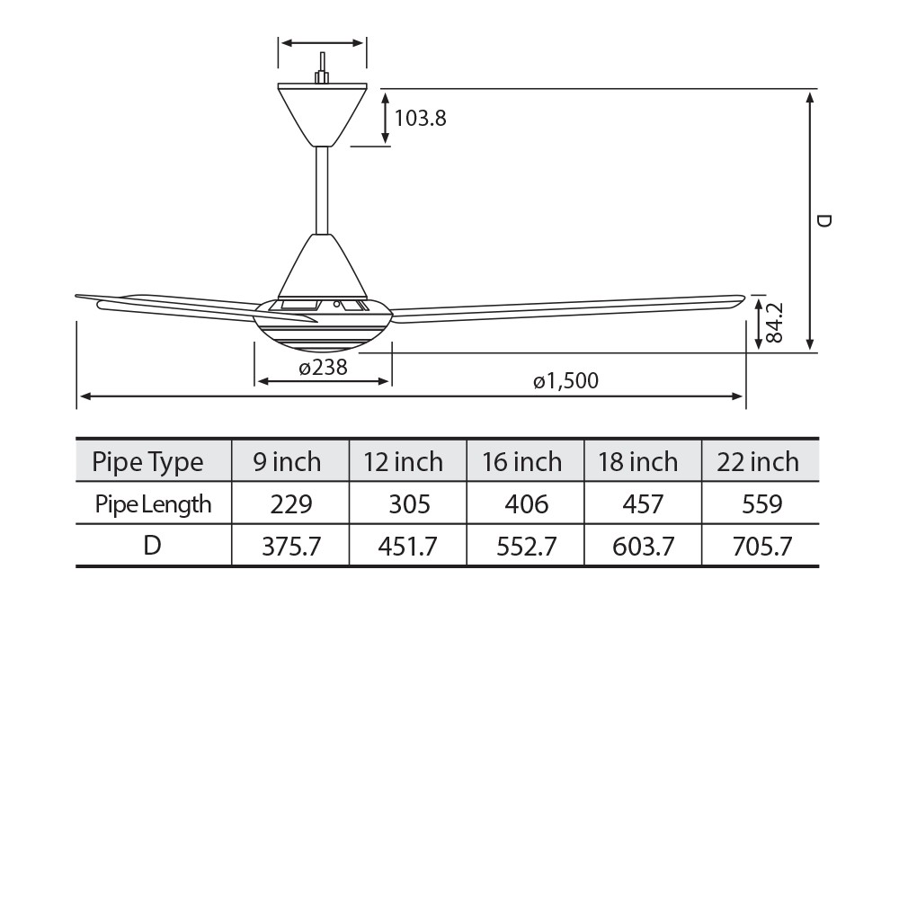 Quạt Trần Panasonic 3 cánh Màu đen F-60MZ2