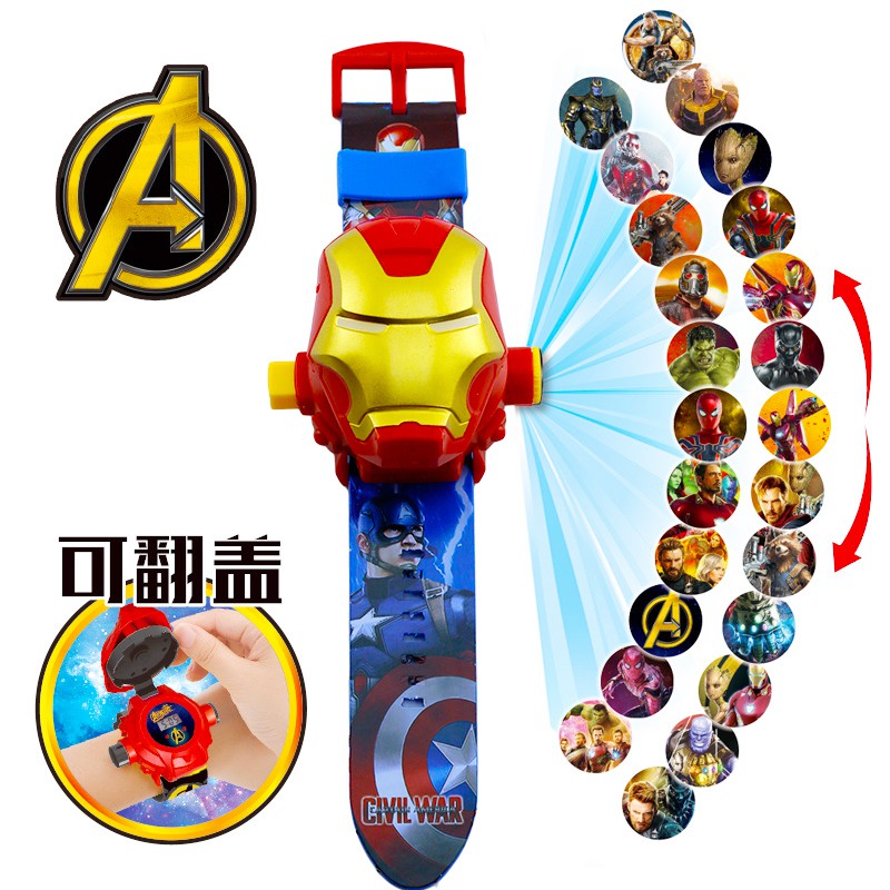 Đồng hồ điện tử đeo tay chiếu 24 hình 3D Projector Watch người sắt Iron Man Avengers