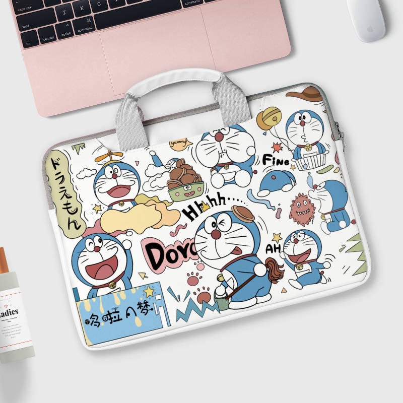 Túi xách tay đựng máy tính Notebook 13.3 inch 15.6 inch 14 inch in hình Doraemon xinh xắn cho nữ