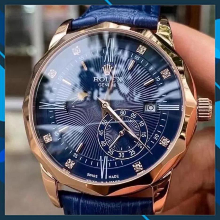 Đồng hồ Nam máy nhật, mẫu 3 kim mặt số đính đá, mặt xanh viền vàng,dòng cơ Automatic size 40mm , Đồng hồ thật giá trị th