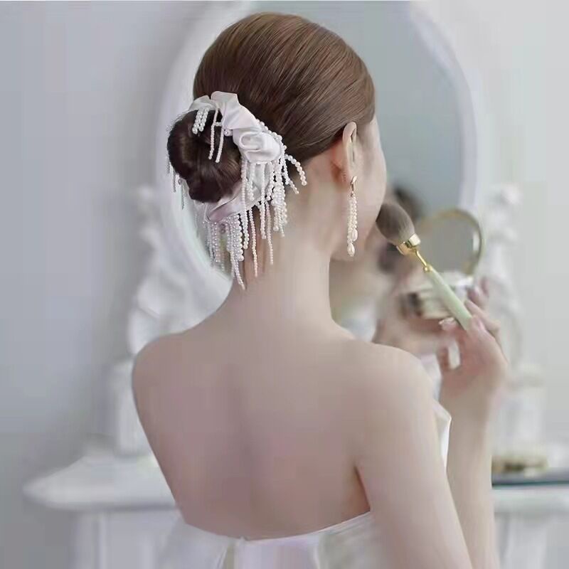 Dây Buộc Tóc Đính Ngọc Trai Đơn Giản Thời Trang Dành Cho Cô Dâu