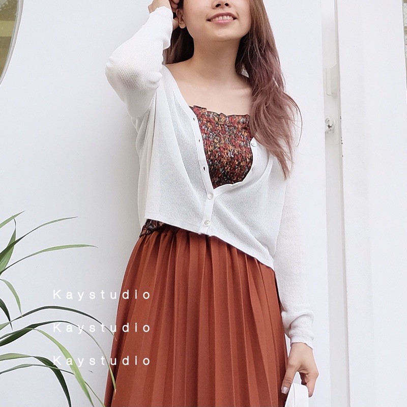 ÁO KHOÁC TAY DÀI DỆT KIM TRẮNG - AKTDDKT