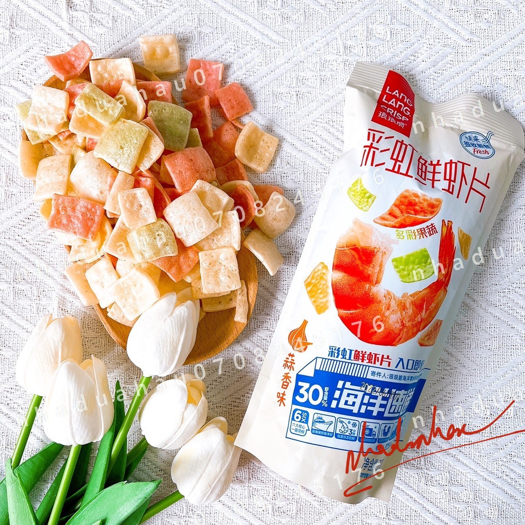 HOT- Một gói bánh snack bimbim không dầu vị tôm cá mực rau củ cho bé Lang Lang Hongkong gói 30gam