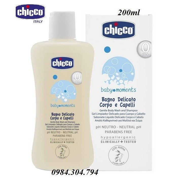 [Chính Hãng] Sữa tắm gội chiết xuất Yến mạch 0M+ Chicco 200 ML