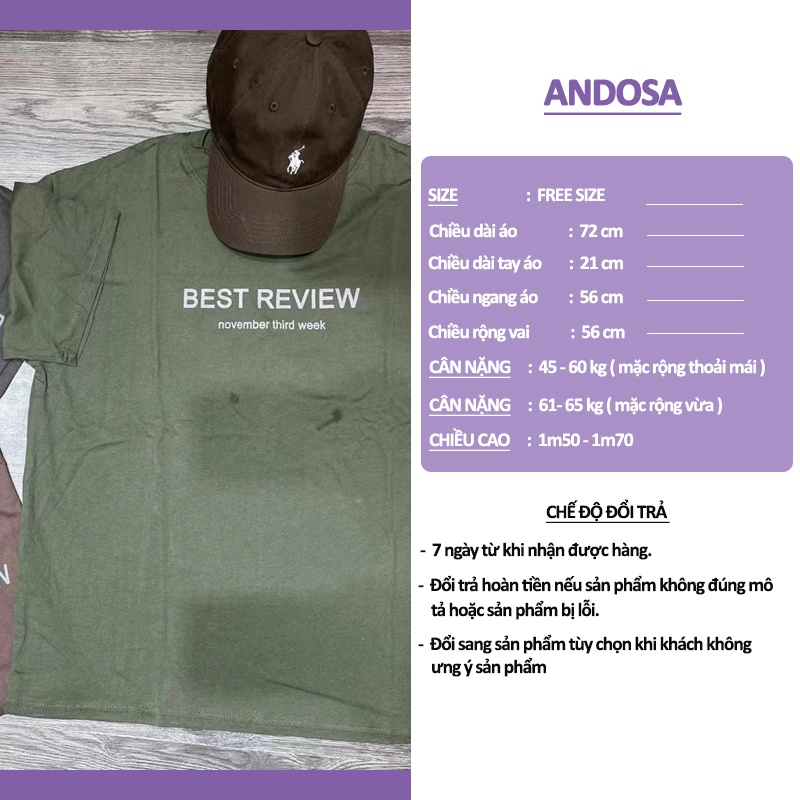 Áo thun 3158 in chữ tay lỡ form rộng phông nam nữ chất cotton hàng Quảng Châu ANDOSA AT19