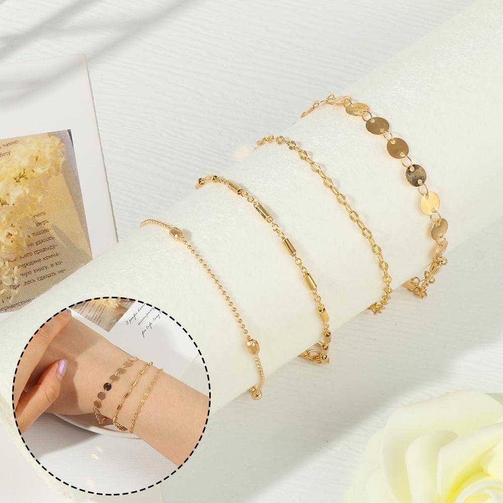 NIUYOU Set 4 Vòng Tay Nhiều Lớp Thời Trang