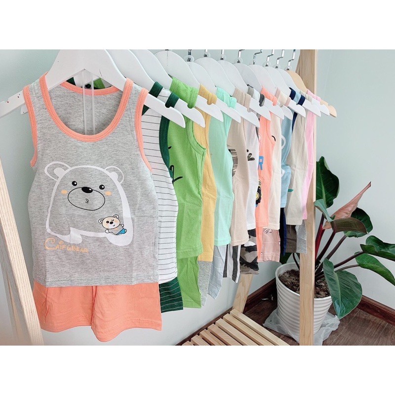 Bộ Ba Lỗ Xuất Hàn Cho Bé 1-7 tuổi, Đồ Bộ Ba Lỗ Chất Cotton Mỏng Mặc Hè size 80-140