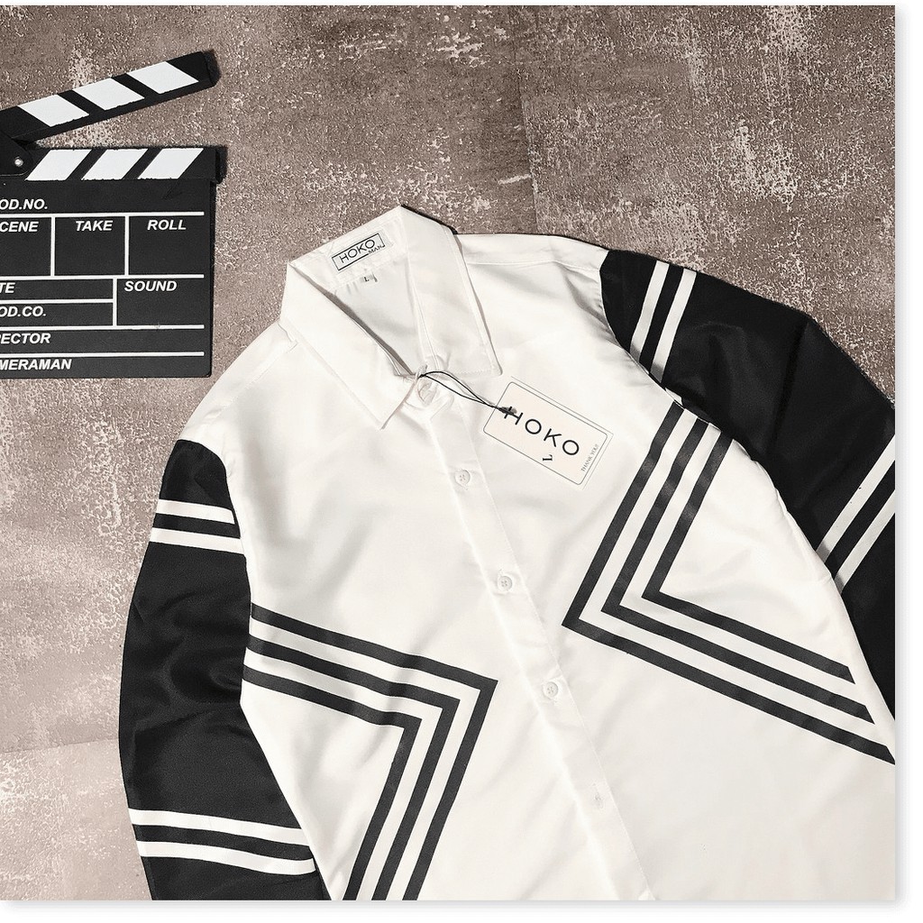 Áo sơ mi tay dài phối sọc đen cực chất , siêu đẹp cho anh em KHANH AN FASHION