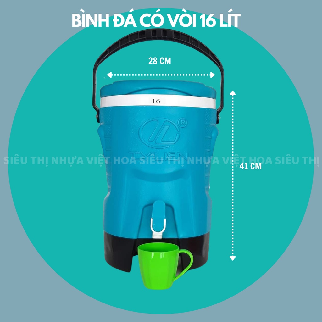 Bình đá tròn vòi, phích đá tròn có vòi, bình giữ nhiệt, bình đá super cooler Tý Liên