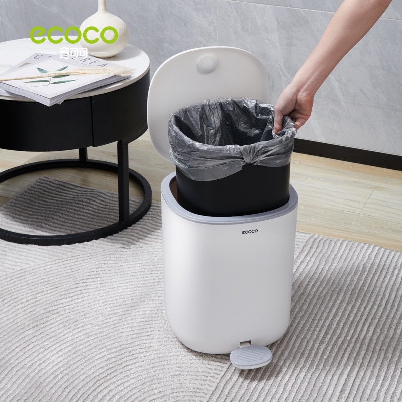 Thùng rác đạp chân thông minh 11L ECOCO nắp kín, chống mùi, 2 chế độ mở hiện đại 2228