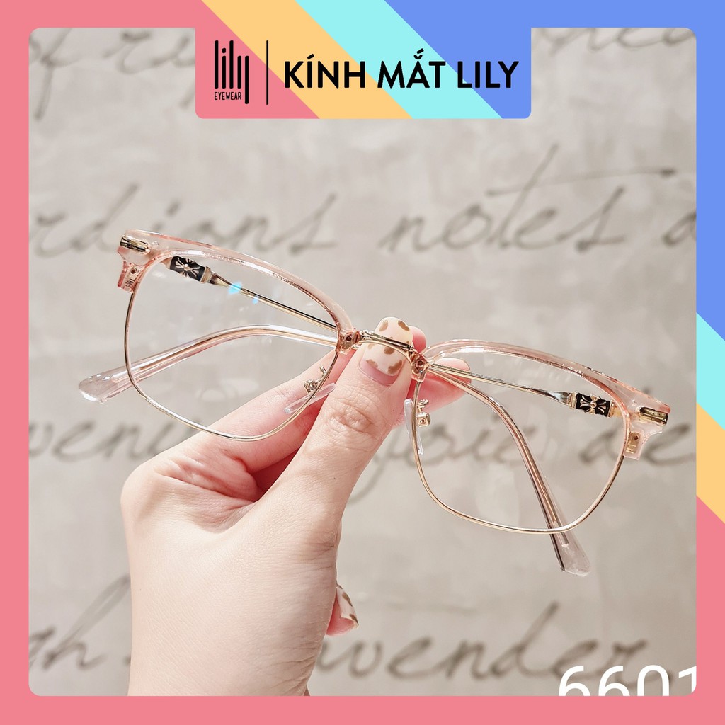 Gọng kính cận nữ Lilyeyewear, thiết kế mắt tròn  phong cách, màu sắc dễ phối phù hợp với nhiều khuôn mặt - 6601