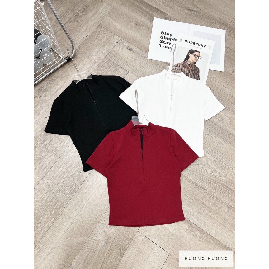 ÁO MỚI- Áo croptop KHOÁ KÉO GIỌT LỆ TAY NGẮN dáng ôm, áo thun croptop