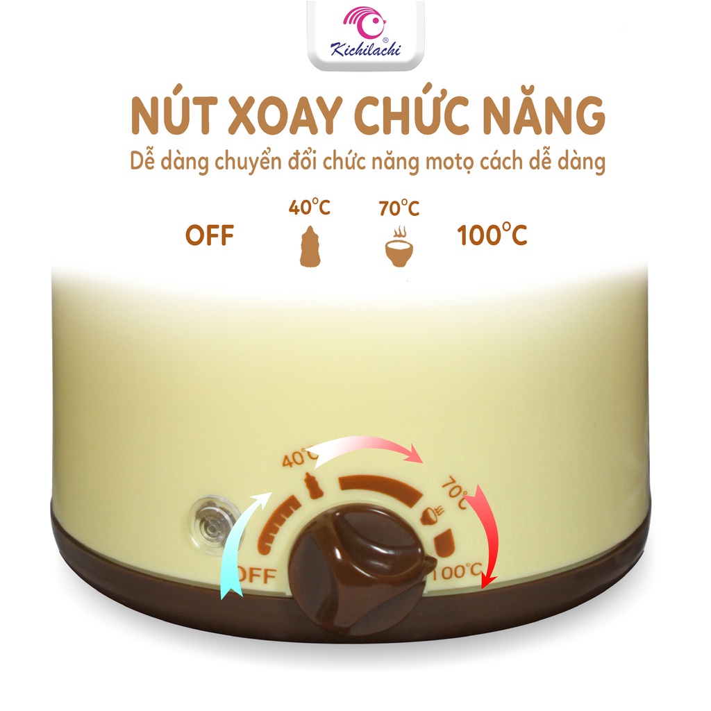 Máy ủ sữa / Máy hâm sữa &amp; thức ăn cho bình sữa siêu rộng 3 chức năng Kichilachi Kichi (Fatz Fatzbaby FB3003SL FB3002SL)