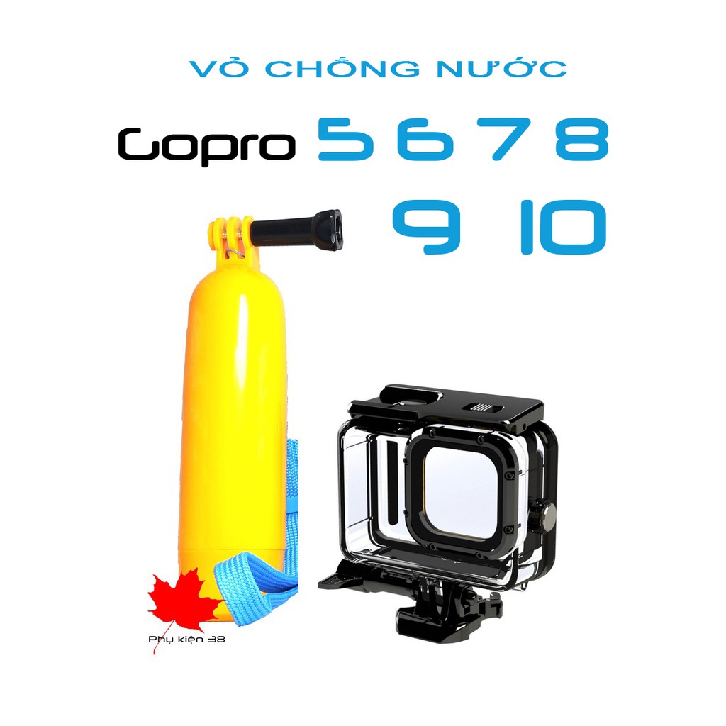 Case chống nước, vỏ chống nước cho Gopro hero 5,6,7,8,9, 10 + tặng 12 miếng chống đọng sương