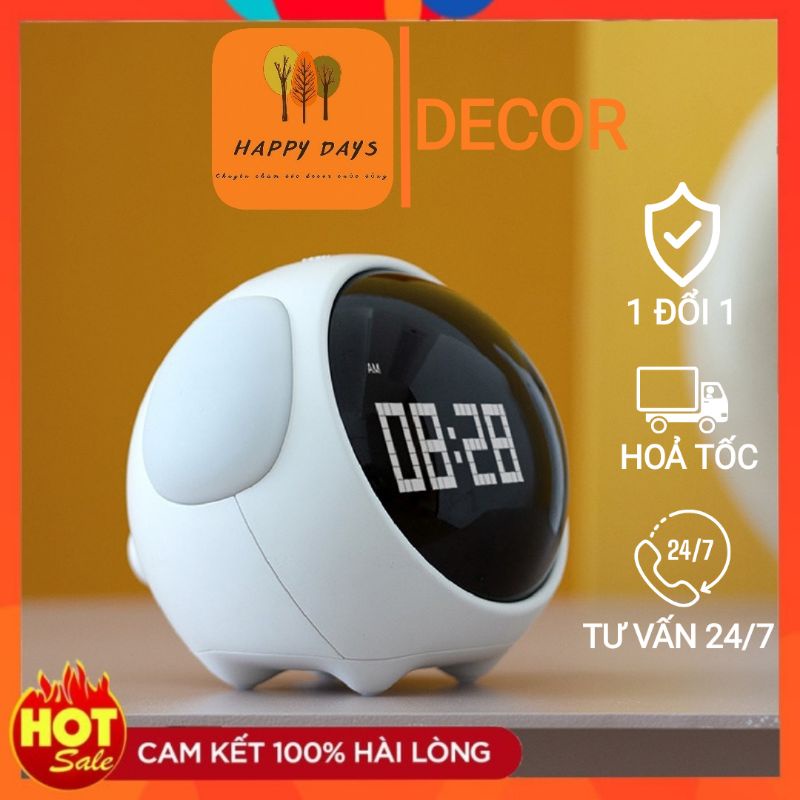 Đồng hồ để bàn báo thức Emoji Alarm Clock thông minh hiển thị biểu tượng cảm xúc có đèn led