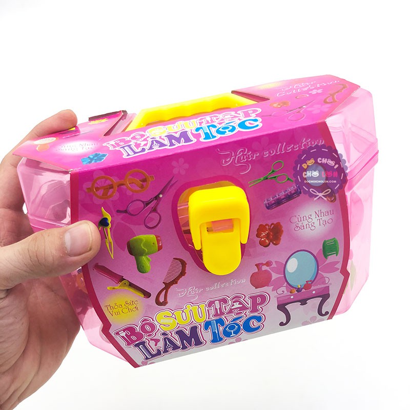 Hộp đồ chơi bộ sưu tập làm tóc 17 món phụ kiện bằng nhựa