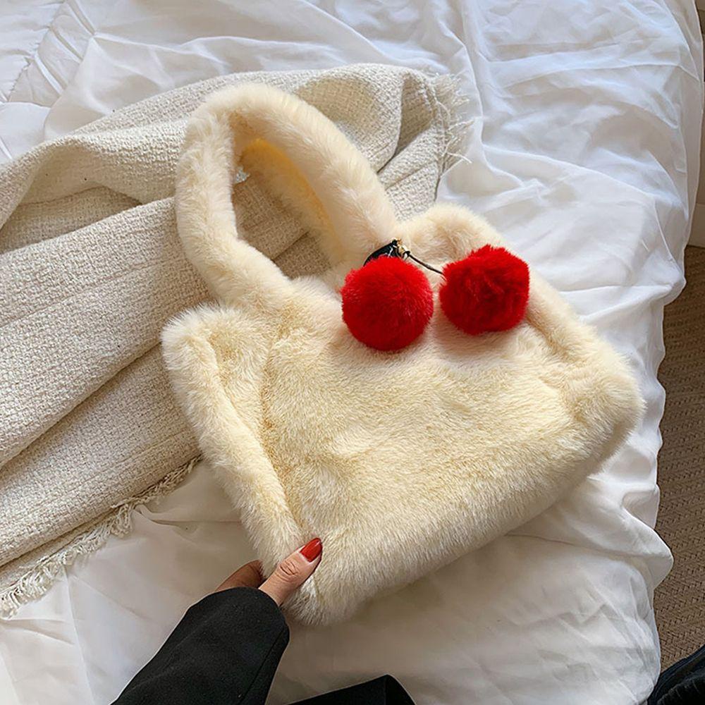 UUMIR Túi Xách Lông Nhung Mềm Mại Hình Quả Cherry Dễ Thương Xinh Xắn