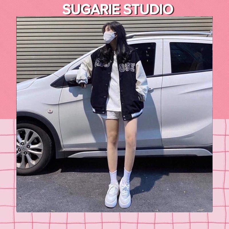 Áo bomber nỉ nhung tăm loại đẹp Sugarie | BigBuy360 - bigbuy360.vn