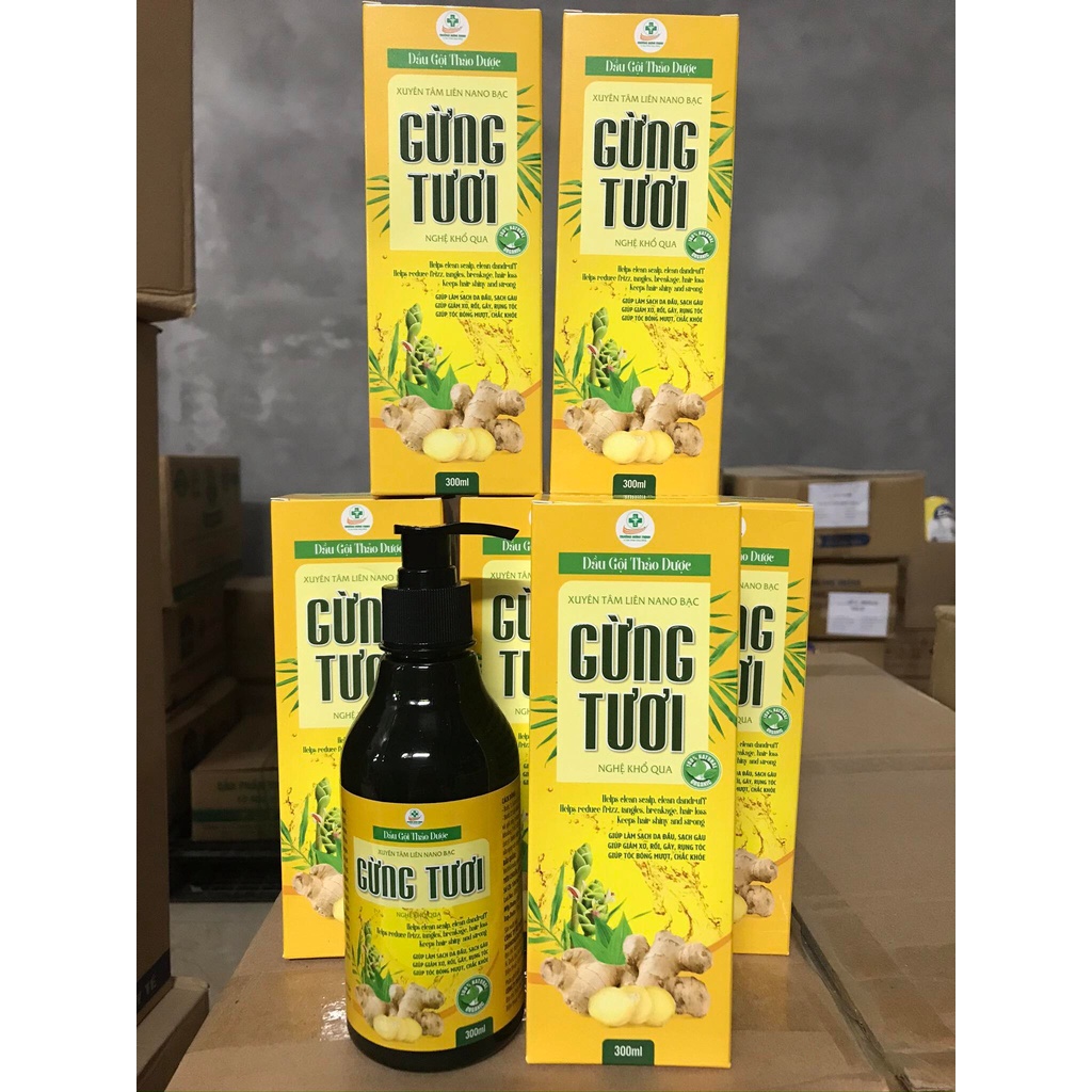 Dầu gội thảo dược xuyên tâm liên Nano bạc gừng tươi, nghệ, khổ qua