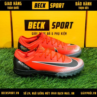 Giày Bóng Đá TQ Mercurial CR7 VaporX Cam Đỏ Gót Đen Cổ Chun TF