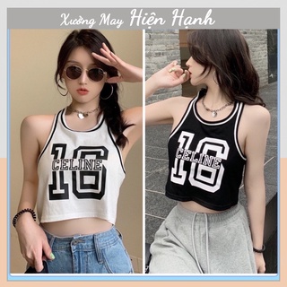 Áo croptop 3 lỗ in hình số 16 siêu chất