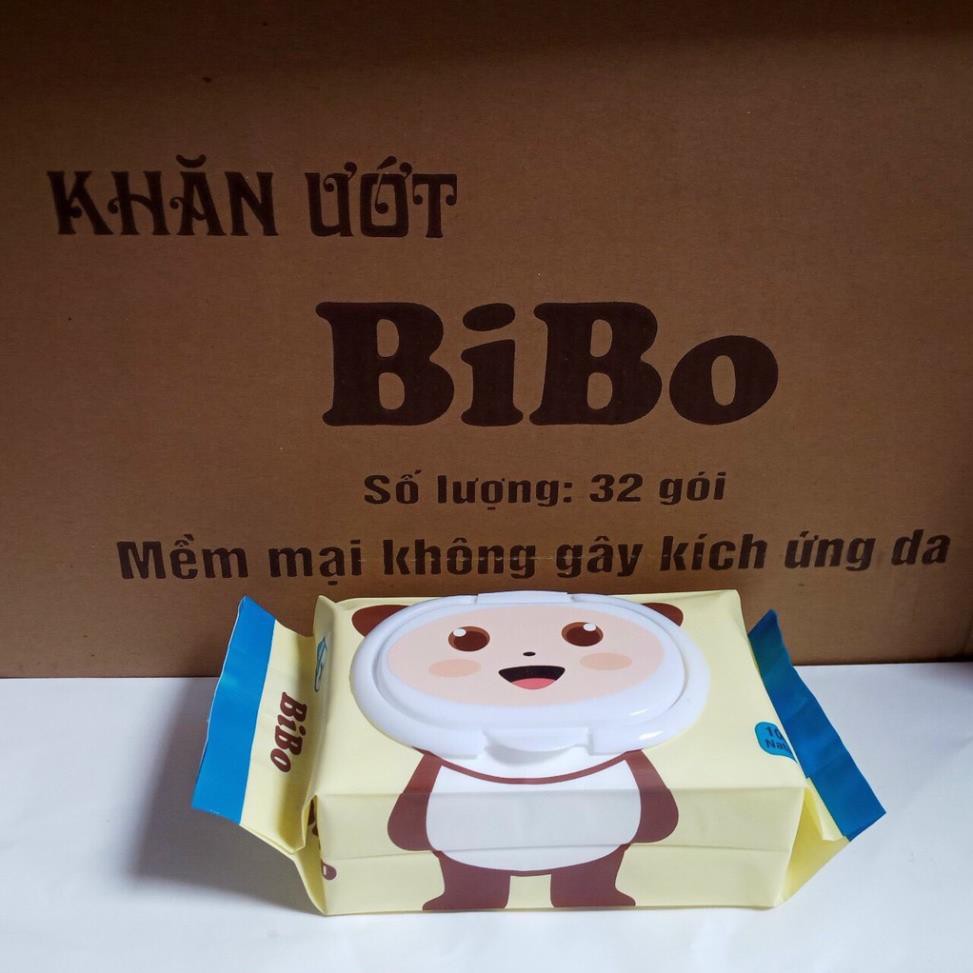 Khăn Ướt BiBo Không Mùi Gói 100 Tờ Có Nắp Đậy An Toàn Cho Da