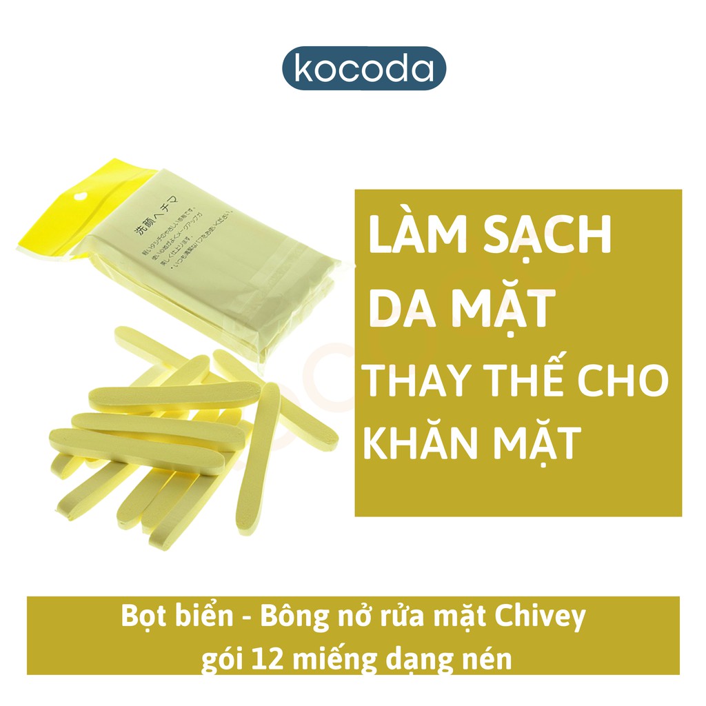 Bọt biển - Bông nở rửa mặt Chivey gói 12 miếng dạng nén - KOCODA