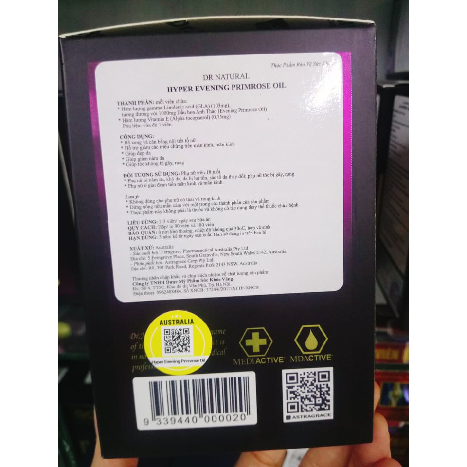 Tinh dầu hoa anh thảo Hyper Evening Primrose Oil giúp cân bằng nội tiết , trắng da, giảm nám